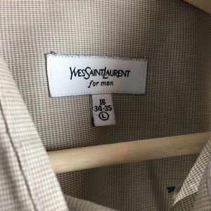 Yves Saint Laurent Brown Mens Dress Shirt, L, 16